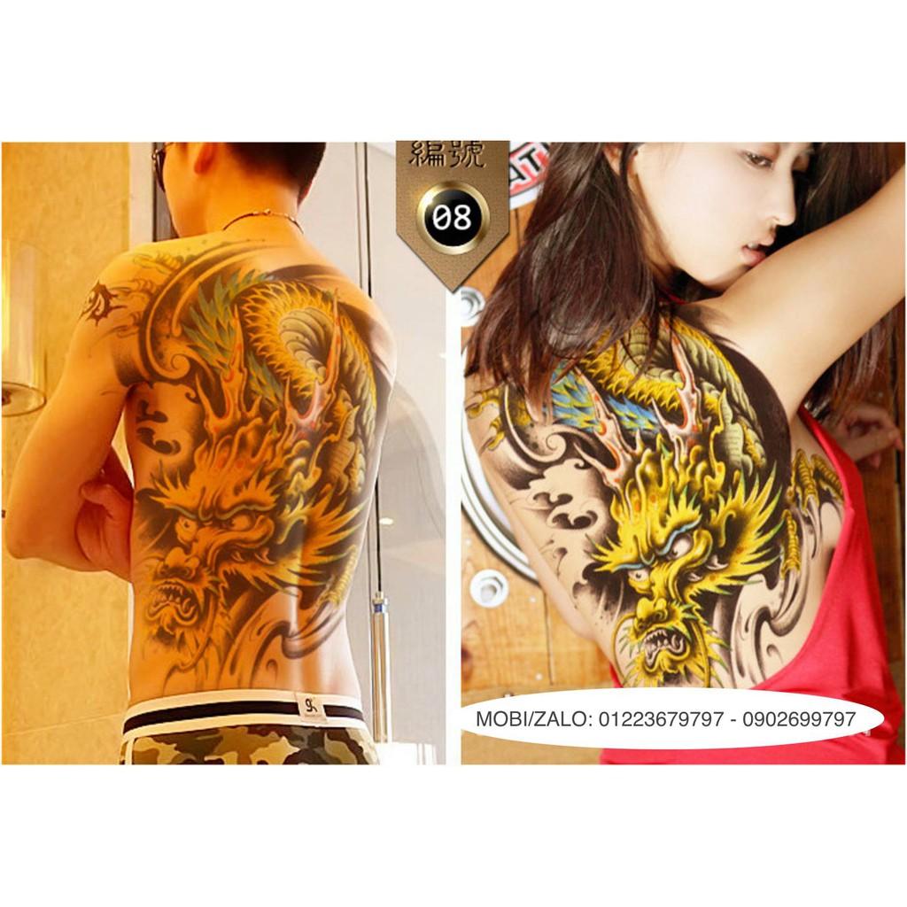 Hình xăm dán kín lưng rồng màu 35x48cm