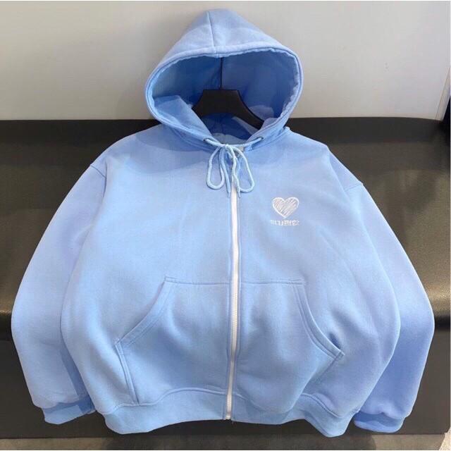 Hình ảnh áo khoác nỉ nữ form rộng, áo hoodie in trái tim 0100