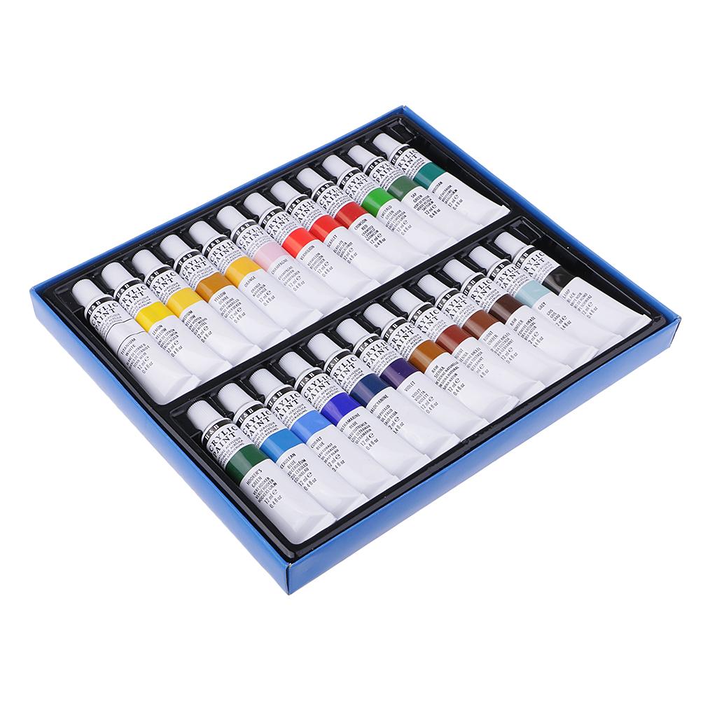 24 Màu Sắc Ống Acrylic Sơn Sắc Tố + 12X Tranh Bút Bảng Chữ Cái Bằng Gỗ