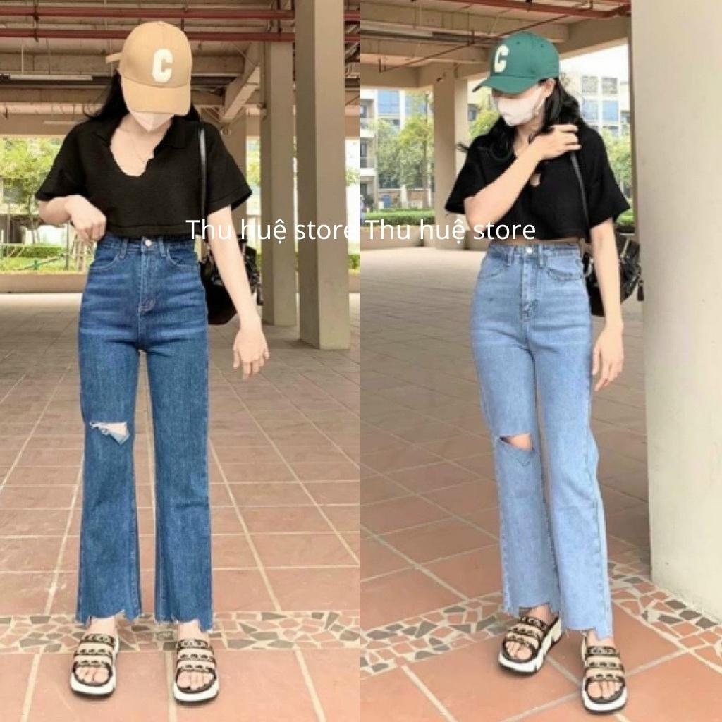 Quần Jeans Ống Đứng Lưng Cao Ảnh Video Chính Chủ