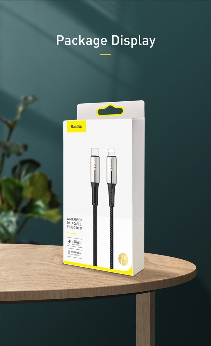 Cable sạc nhanh 18W Waterdrop Data Cable Type C to IP 1.3M - Hàng chính hãng