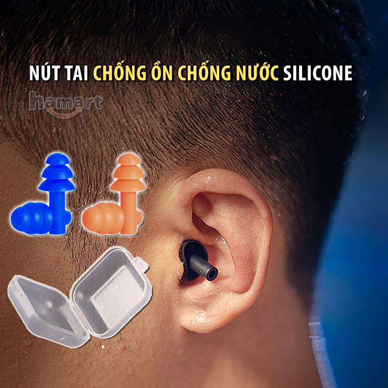 Nút Tai Chống Ồn Cách Âm Khi Ngủ Silicon Mềm Bịt Bảo Vệ Tai Chống Nước Bơi Lội Có Hộp Nhựa