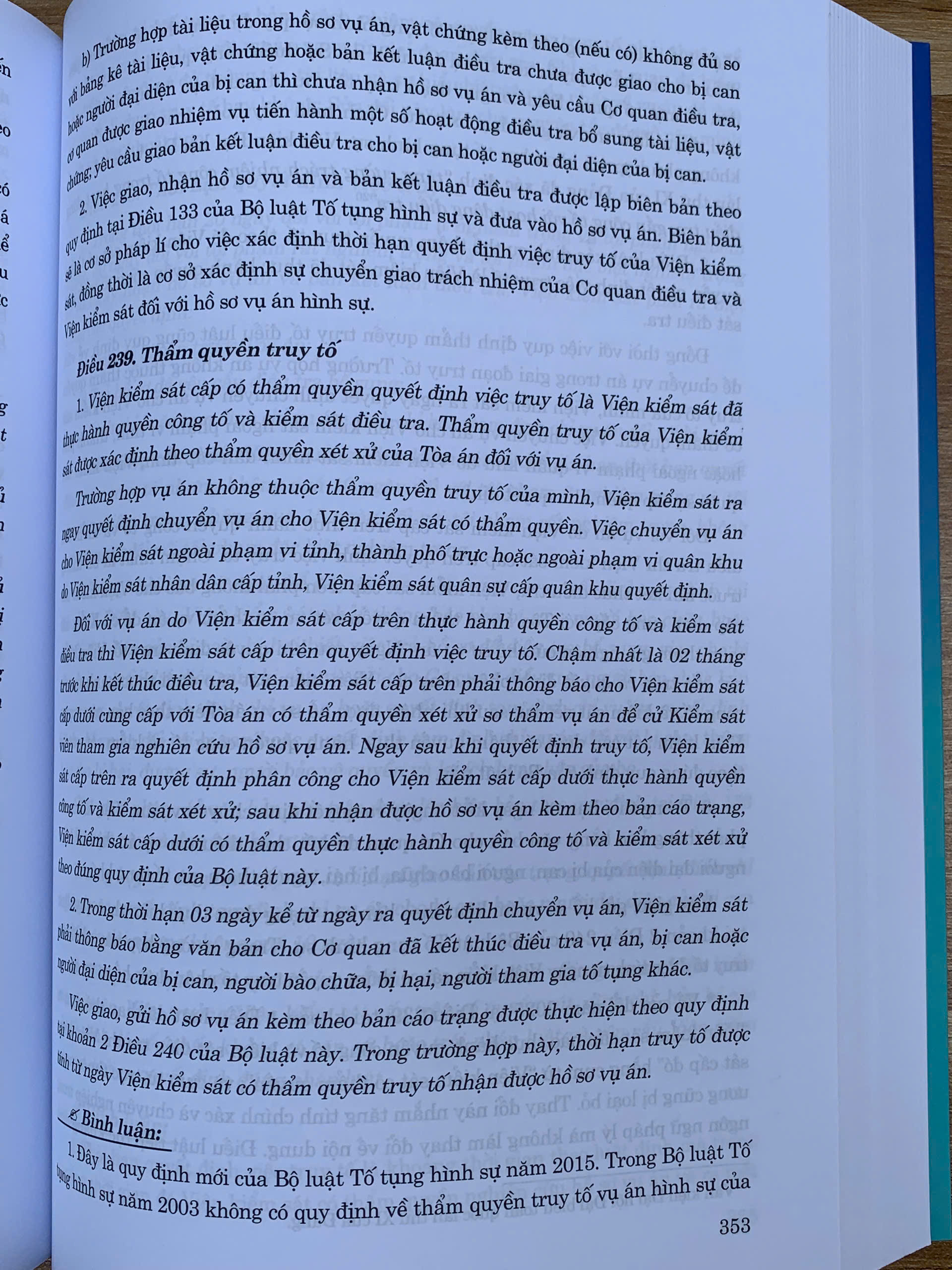 Bình luận khoa học Bộ luật Tố tụng hình sự năm 2015 (sửa đổi, bổ sung năm 2021, 2024, 2025)