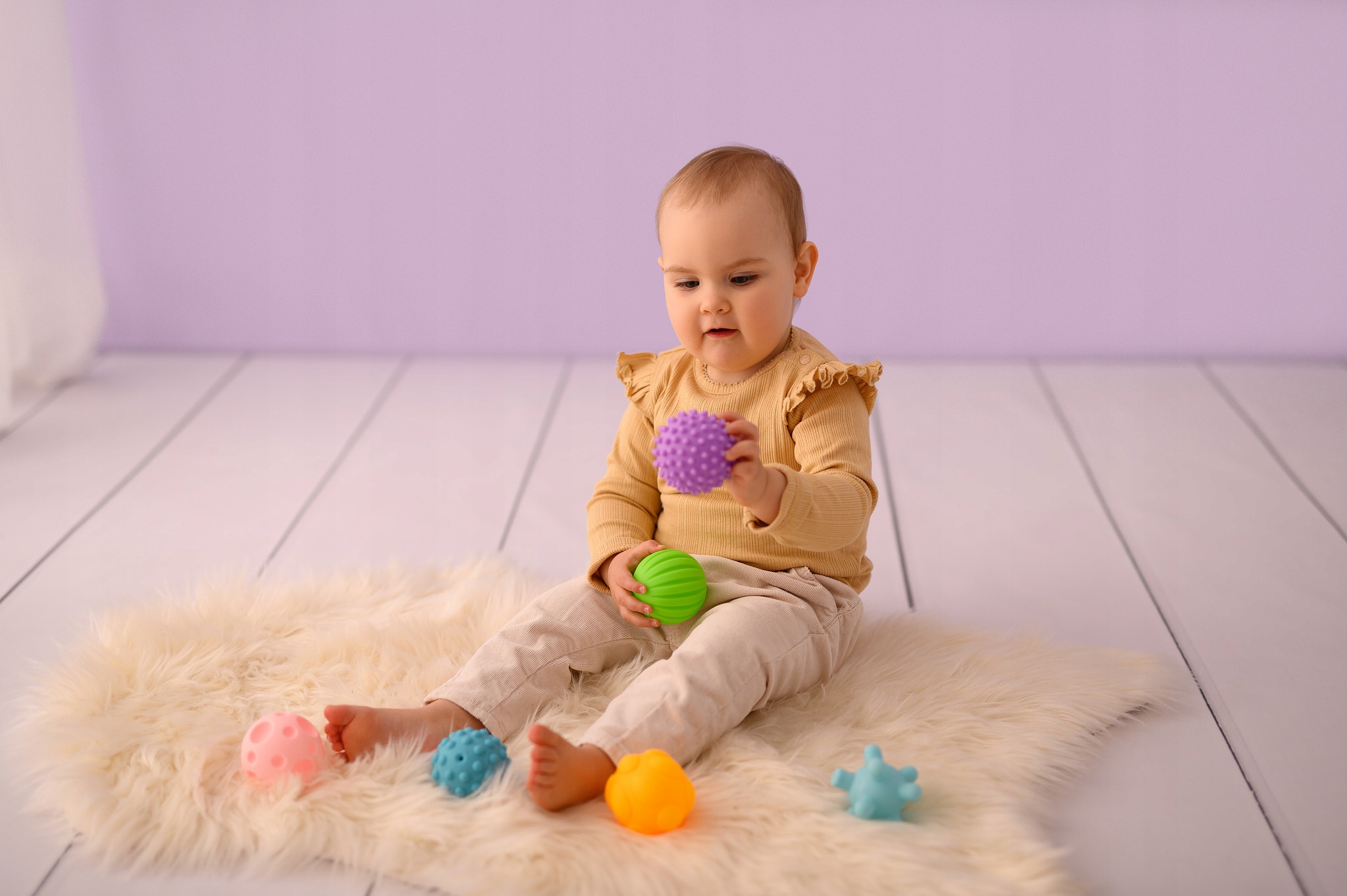 Đồ Chơi Giáo Dục Sớm HUANGER HE0207 Textured Balls - 6 Bóng Gai Cho Bé Từ 6 Tháng Tuổi