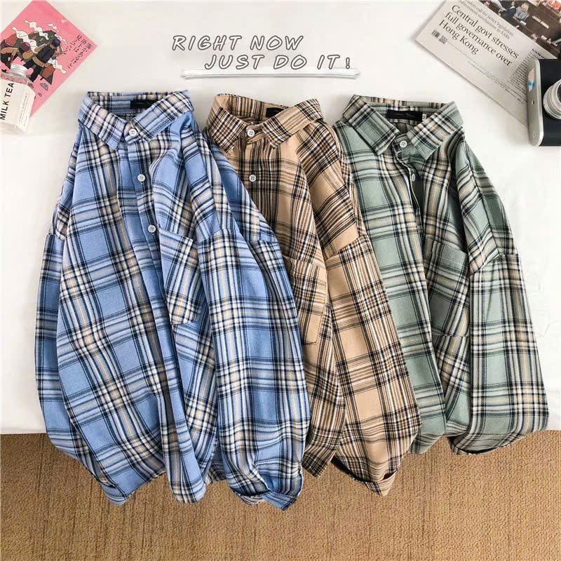 Áo sơ mi nam nữ form rộng 2N Unisex somi khoác ngoài sọc ô vuông số 28