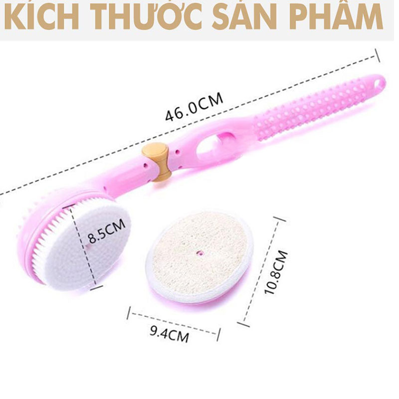 Bàn chải tăm đa năng 2 đầu cọ thay thế cán dài có thể gặp cong tiện lợi cất giữ, dùng để massage lưng, tẩy tế bào chết, cọ rửa cơ thể