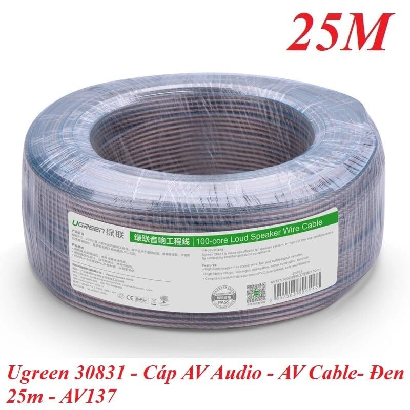 Ugreen UG30831AV137TK 25M Màu Đen Cáp âm thanh loa 200 tim - HÀNG CHÍNH HÃNG