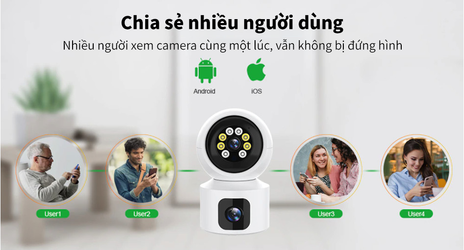 (Giao hoả tốc 2h) Camera Wifi IPC360 Home PC203, ống kính kép, màn hình đôi (Hàng nhập khẩu)