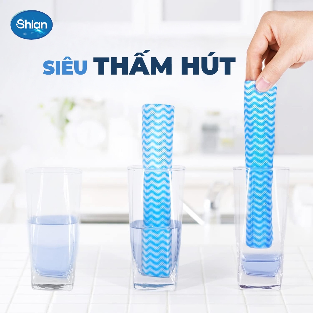 COMBO 2 Khăn lau bếp hương sả Shian 45 tờ và 1 Khăn lau đa năng Shian 50 tờ