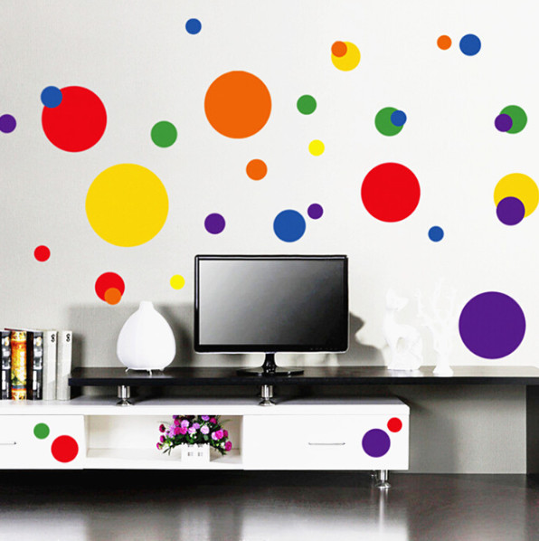 Decal trang trí tường - Họa tiết HÌNH TRÒN SẮC MÀU cho bé