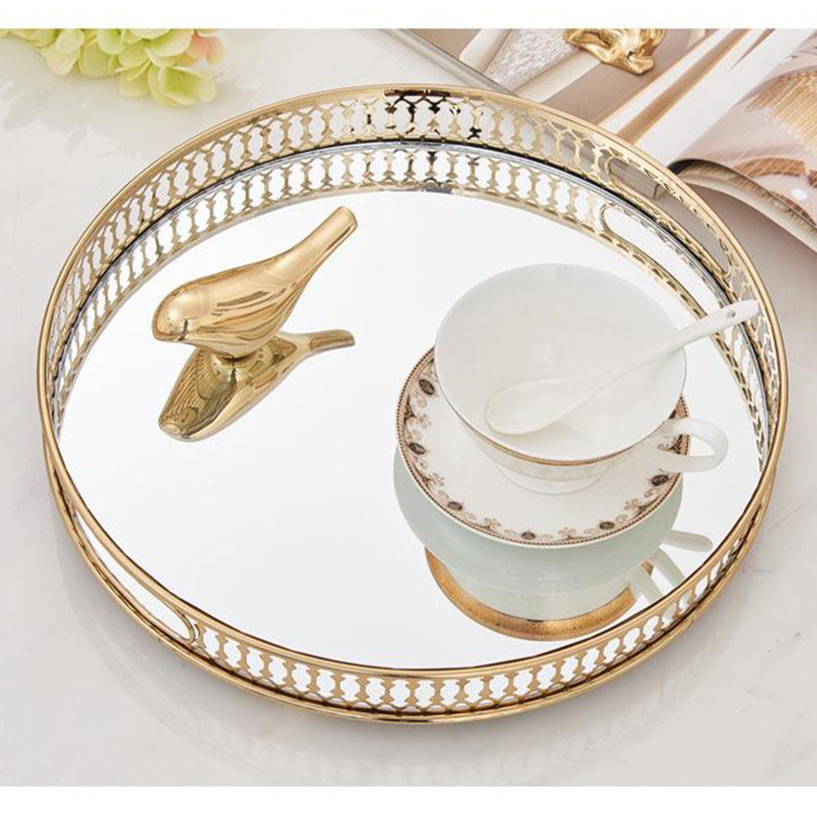 Mirrored Crystal Vanity Tray - Ornate Decorative Tray for Perfume, Jewelry and Makeup