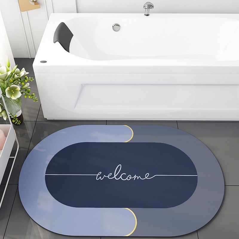Thảm nhà tắm ovan siêu thấm hút ,thảm chùi chân chống trượt mềm mịn 60 x 40cm hiện đại đơn giản
