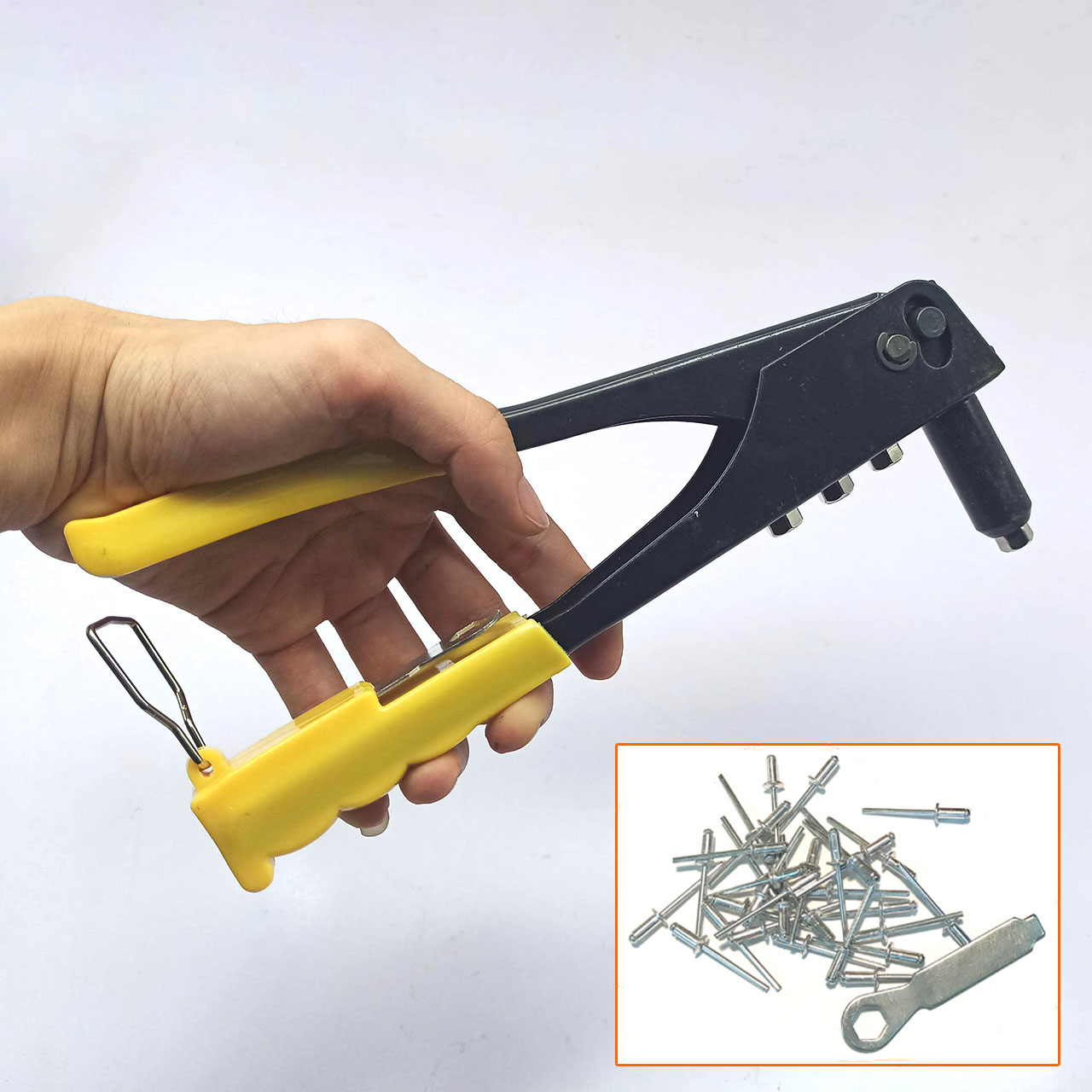 Kìm bấm rive 4 lỗ 3.2-4mm mỏ dài cán dài 245mm