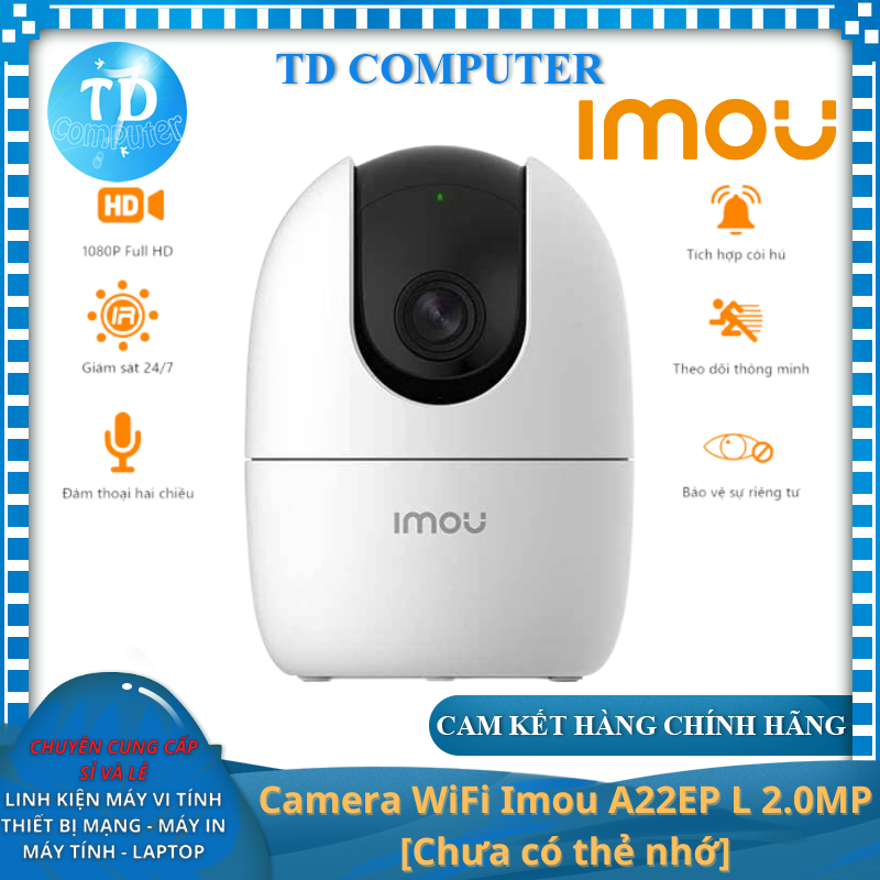 Camera WiFi Imou A22EP L 2.0MP [Chưa có thẻ nhớ] Chuẩn 1080P Đàm thoại 2 chiều Quan sát ngày đêm - Hàng chính hãng DSS phân phối