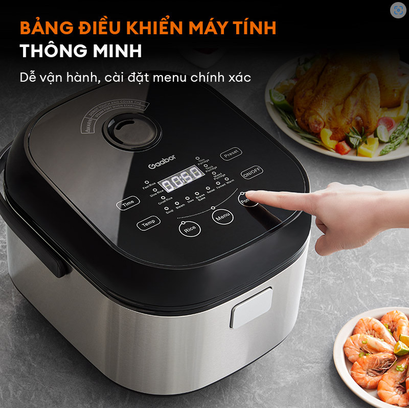 Nồi cơm điện tử thông minh dung tích 5L Gaabor GR-S50D nồi 1.8L 800W nhiều chế độ nấu, hẹn giờ, chống dính cao cấp - Hàng Chính Hãng - Chỉ Giao Hà Nội