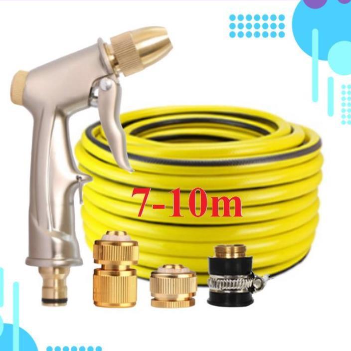 Bộ dây vòi xịt nước rửa xe, tưới cây . tăng áp 3 lần, loại 7m, 10m 206701-1 đầu đồng, cút đồng
