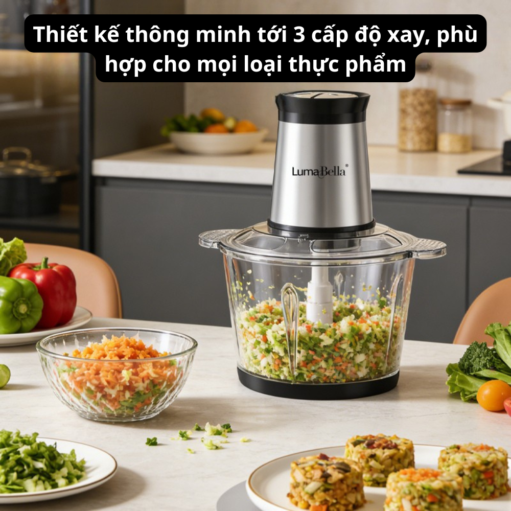 Máy xay thịt đa năng Lumabella LB-56011 công suất 800W, 4 lưỡi dao dễ dàng xay nhuyễn mọi thực phẩm - BẢO HÀNH 12 THÁNG - DELIYA - HÀNG CHÍNH HÃNG