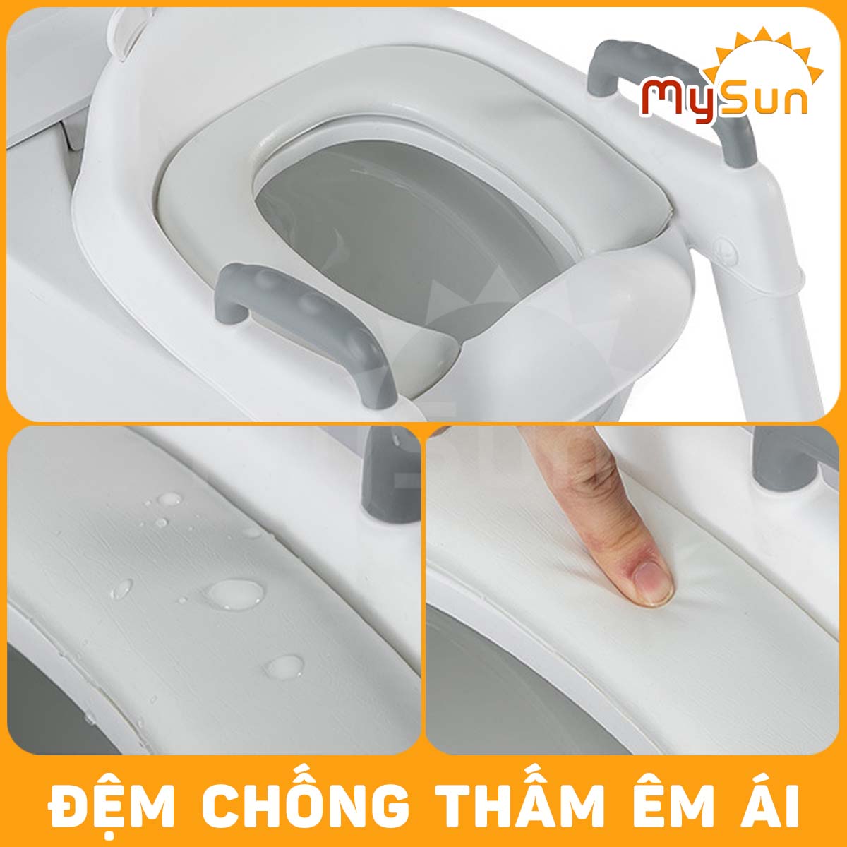 Thang kệ nắp bệ thu nhỏ bồn cầu đi vệ sinh toilet cho bé trai gái 1 2 3 5 tuổi lót pvc mềm MySun