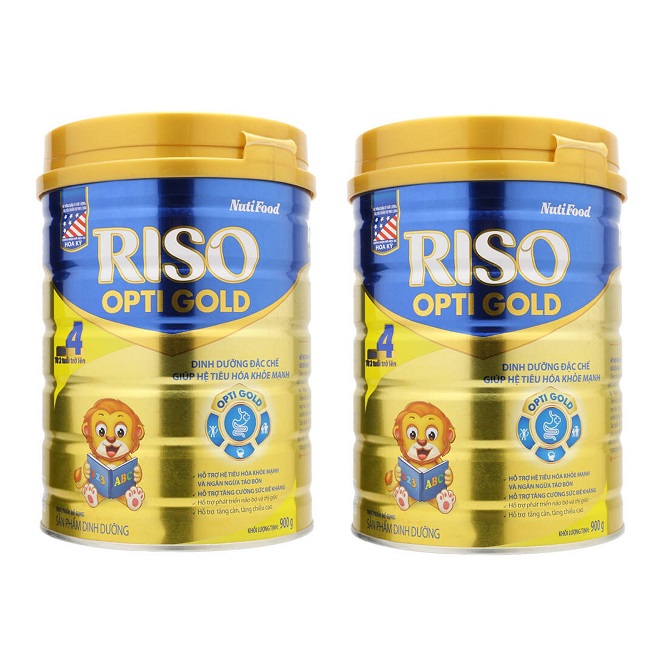 Bộ 2 Lon Sữa NutiFood RISO OPTI GOLD 4 Lon 900g Cho Trẻ Từ 2 Tuổi Trở Lên