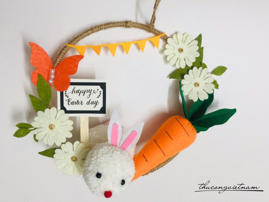 Vòng treo thỏ xù bombom 21cm
