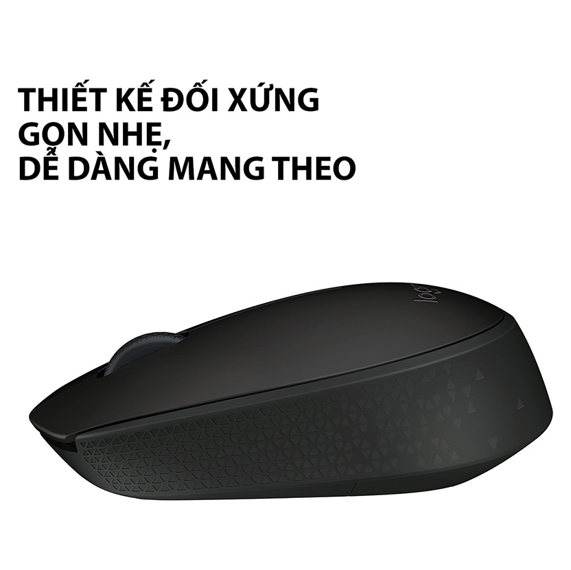 Chuột không dây Logitech B170 - đầu thu USB 2.4Ghz, pin 1 năm, nhỏ gọn, thiết kế thuận cả 2 tay, phù hợp PC/ Laptop - Hàng chính hãng