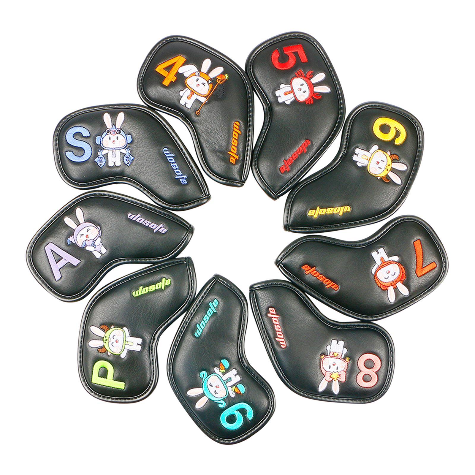 9x Golf Iron Club Head Covers Golf Wedge Iron Protective Headcover 4,5,6,7,8,9,P,A,S Lightweight Protector Golf Iron Headcover for Men Women