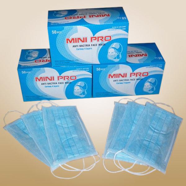 Khẩu Trang Kháng Khuẩn Mini Pro Xanh 4 Lớp 50 Cái - Hàng Chính Hacng