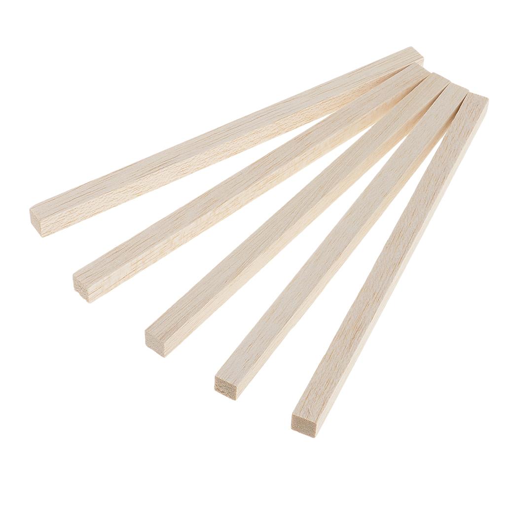 Lot 4 Sizes Balsa Wood Stick Unfinished Woodcraft Square Wooden Stick Dowel Rod