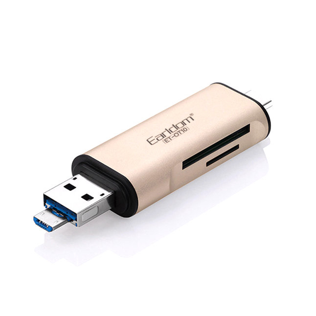 Đầu Đọc Thẻ Đa Năng Cho Điện Thoại, Máy Tính Earldom ET-OT10 (Hỗ Trợ Các Cổng MicroUSB - Type C - USB) - Hàng Nhập Khẩu (Màu Ngẫu Nhiên)