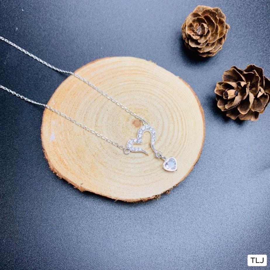 Bộ trang sức nữ bạc hình tim trẻ trung 3 món dây chuyền-nhẫn-bông tai