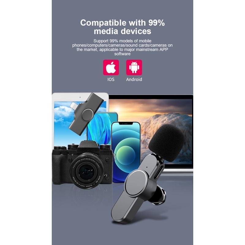 Available Wireless Bluetooth 5.2 Lavalier Microphone Mini Intelligent Noise Reduction Mic For Android IOS iPhone COD