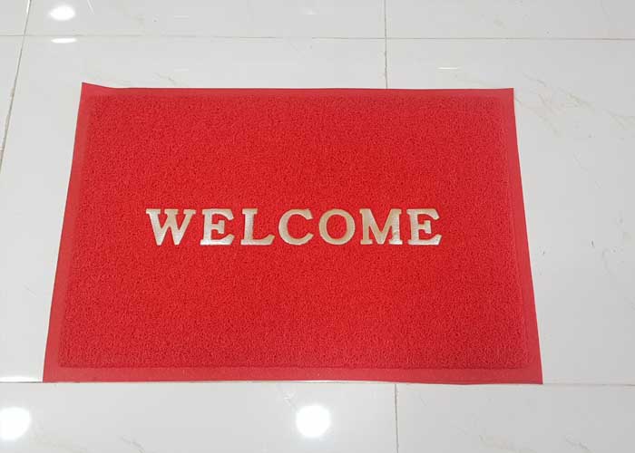 Thảm chùi chân đế cao su Welcome Màu Đỏ