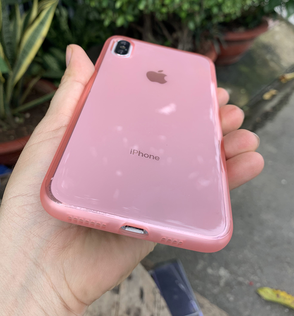 Ốp lưng dẻo cao cấp dành cho iPhone XS MAX - Màu hồng mờ