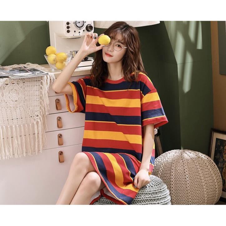 Váy ngủ nữ LYRA đầm suông dài form rộng in họa tiết hoạt hình dễ thương *