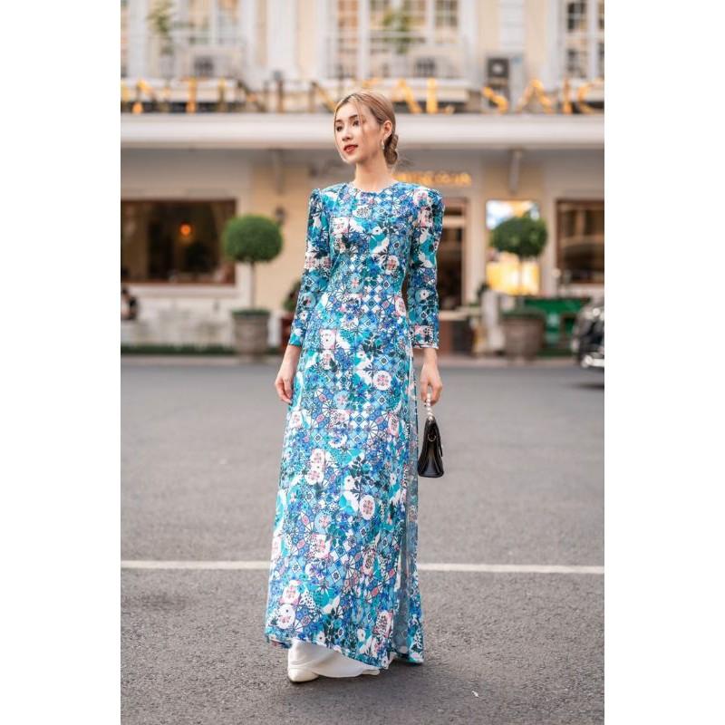 SET ÁO DÀI CÔ BA TAY BỒNG CAO CẤP VN