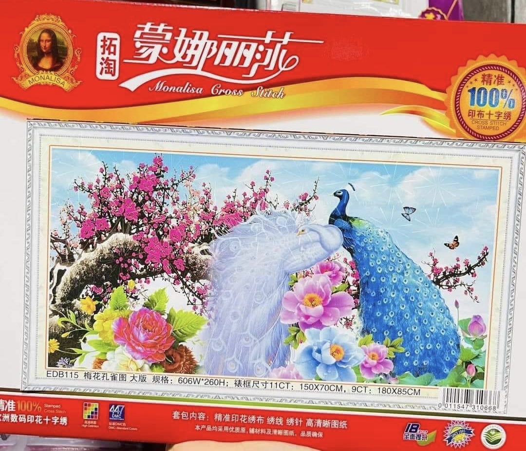 Tranh thêu chữ thập, tranh thêu kín Phu thê viên mãn EDB115, kích thước 150 x 70 cm