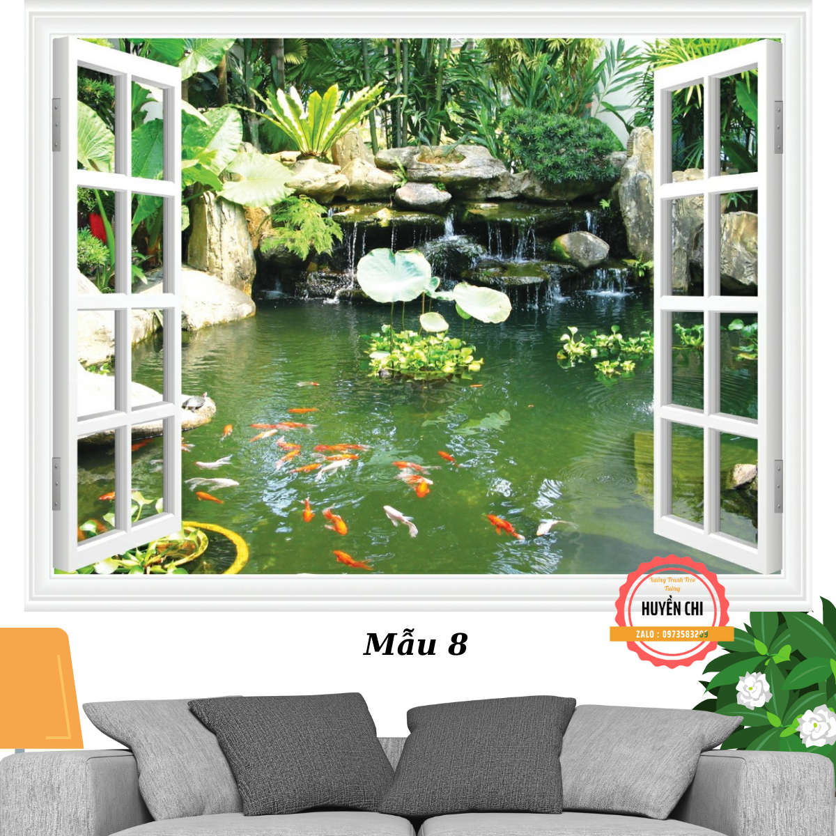 Tranh dán tường 3d Cửa sổ nhìn ra ngoài phong cảnh thiên nhiên-tranh 3d phòng khách, phòng ngủ-Huyền Chi-Đặt theo kích thước yêu cầu