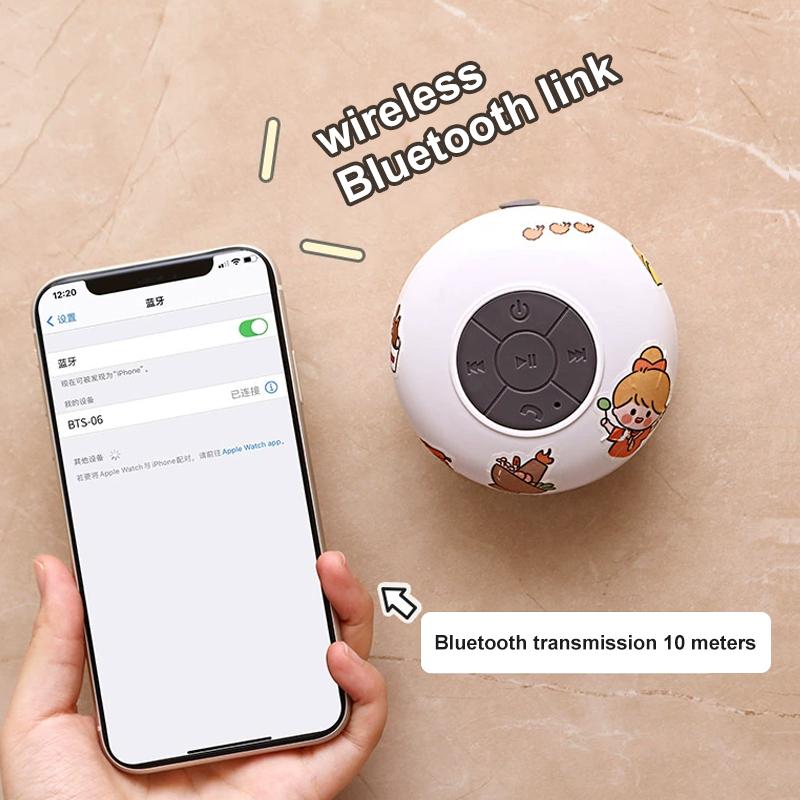 Loa Bluetooth Chống Nước Mini Không Dây Gắn Tường,Gắn Tường Nhà Tắm Chống Thấm Nước,Tiện Dụng Kèm Hình Dán Dễ Thương