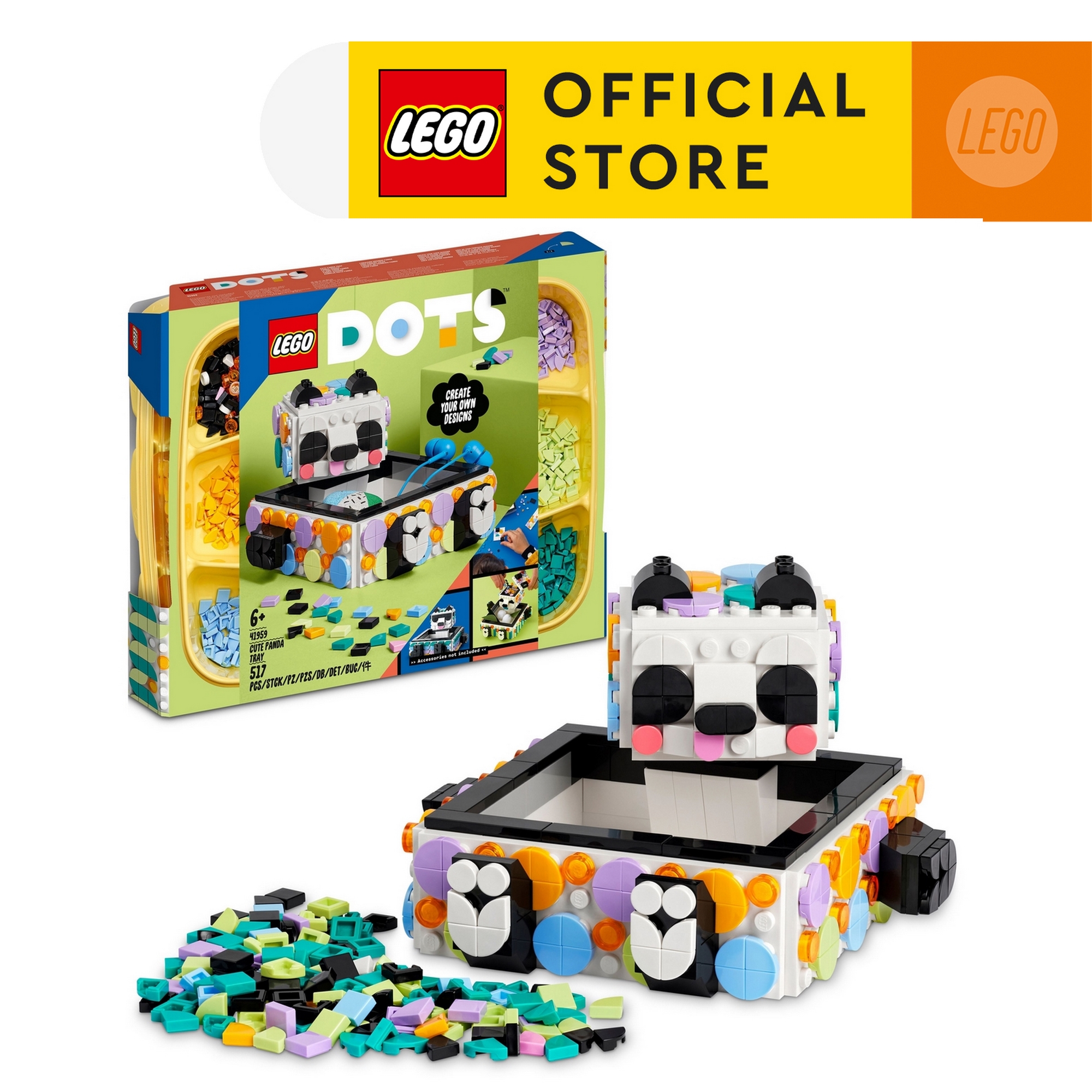 LEGO DOTS 41959 Khay đựng bút gấu Panda dễ thương (517 chi tiết)