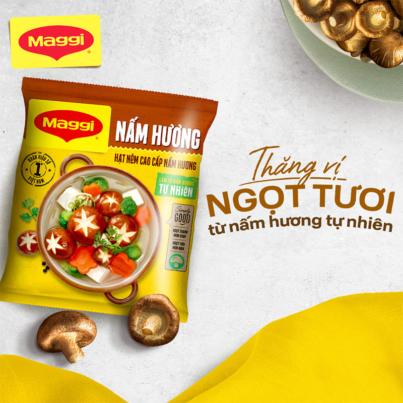 [Tặng Nước tương Maggi Thanh dịu 100ml] Hạt nêm cao cấp MAGGI Nấm Hương gói 450g