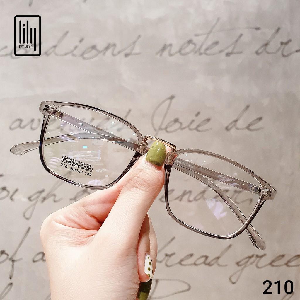 Gọng kính cận nam nữ LILYEYEWEAR mắt kính vuông dễ đeo chất liệu nhựa dẻo phụ kiện thời trang 210