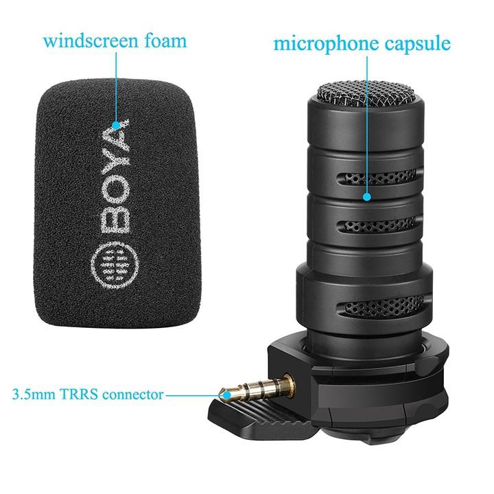 MIC QUAY VLOG CHO ĐIỆN THOẠI BOYA BY-A7H CỔNG 3.5MM - HÀNG NHẬP KHẨU