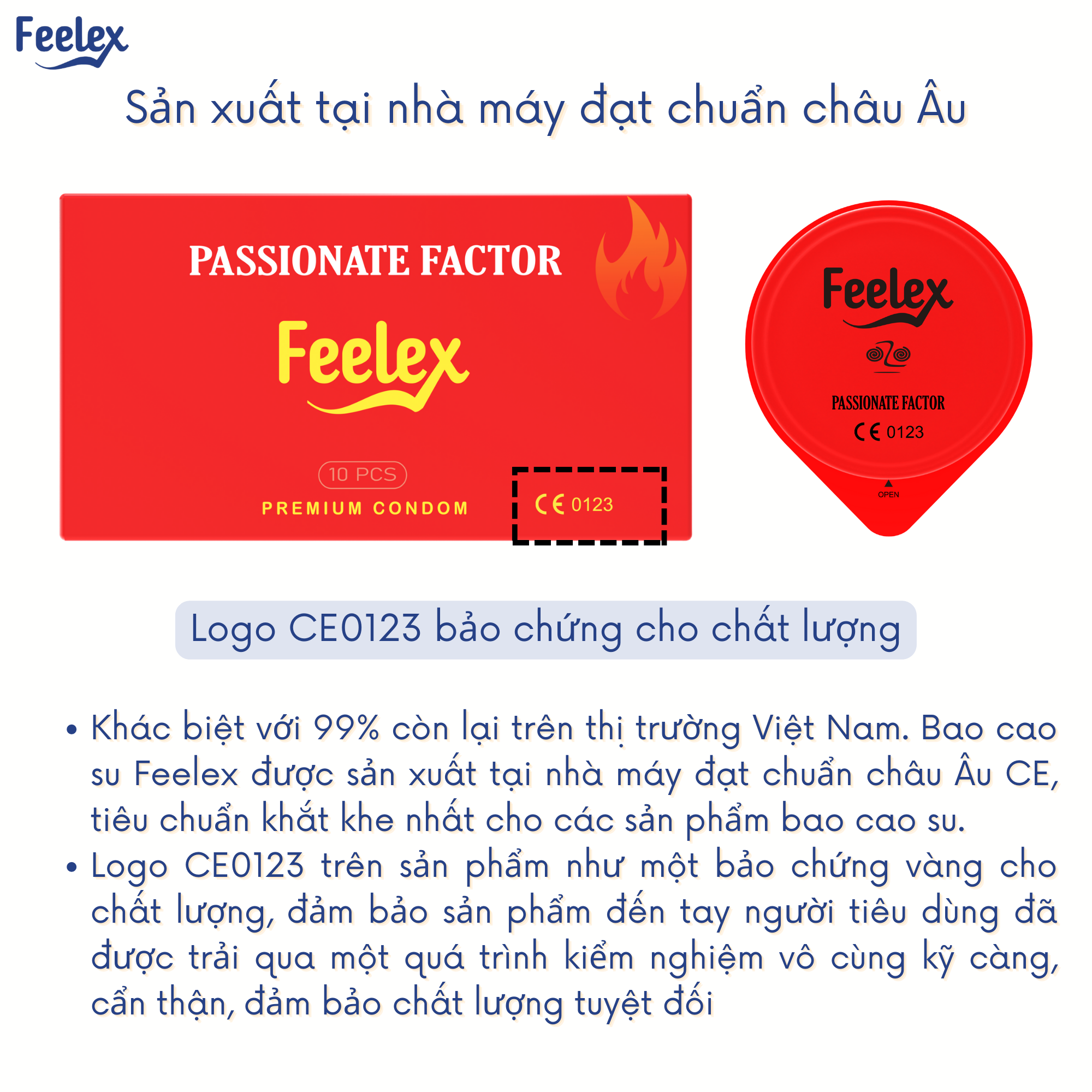 Bao cao su Feelex Passionate Factor siêu mỏng, tính năng truyền nhiệt độc đáo, cảm giác chân thực