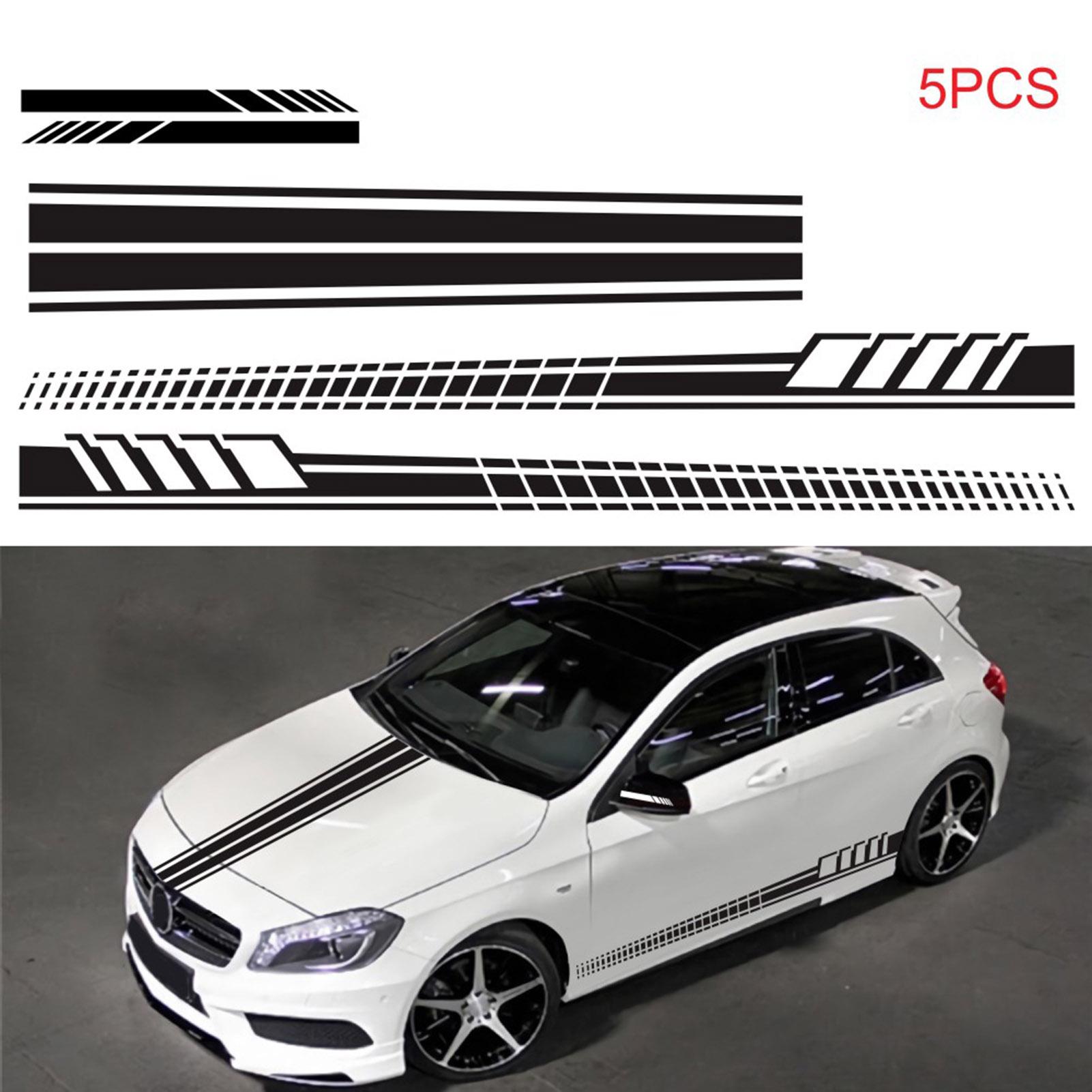 5Pcs Car Stickers Body Sticker Decals Stripes Car Side Door Body Hood Rearview Mirror Decal Stickers Set Racing