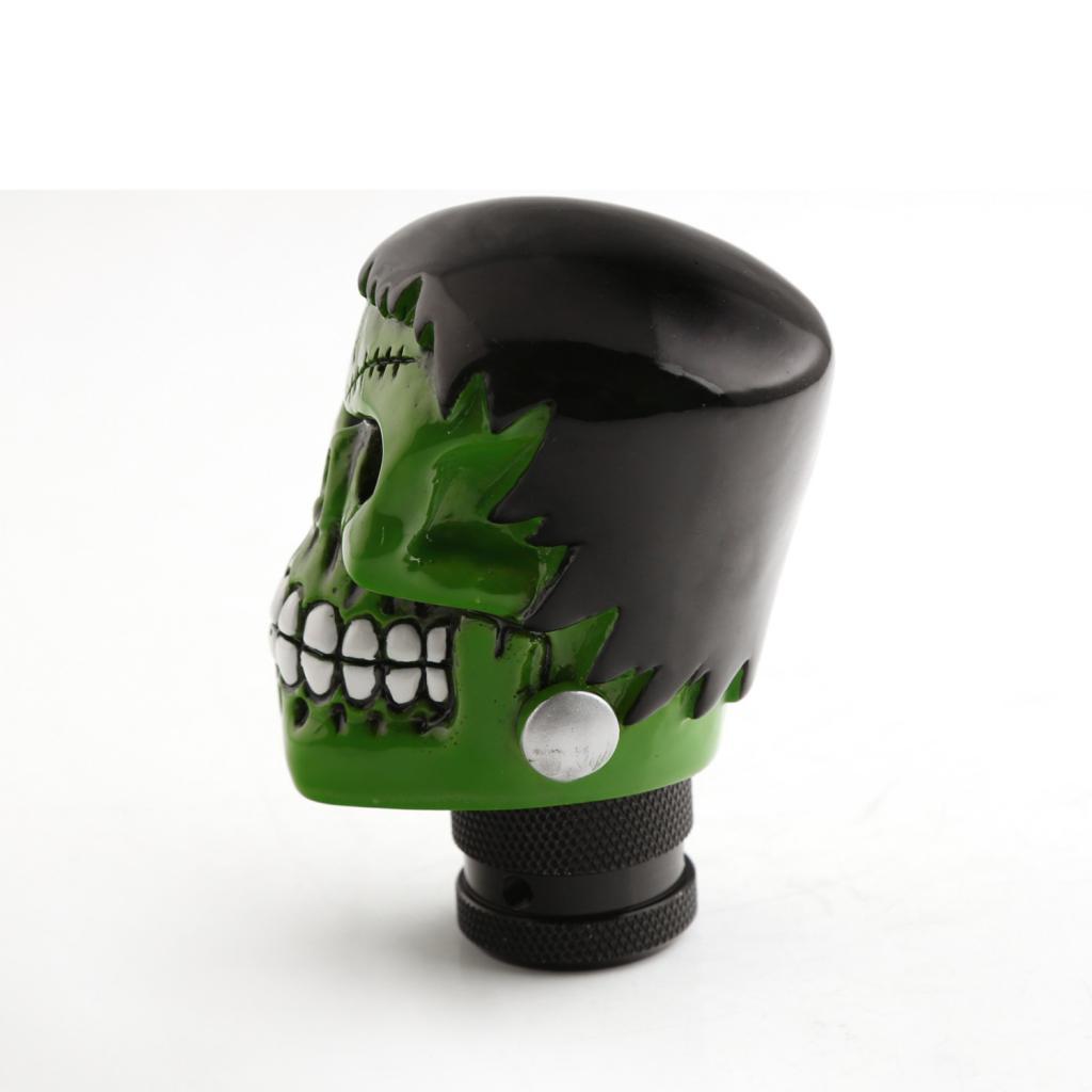 Universal Car Manual Gear Shift Lever Head Scar Eyebrow Skull Shifter Green