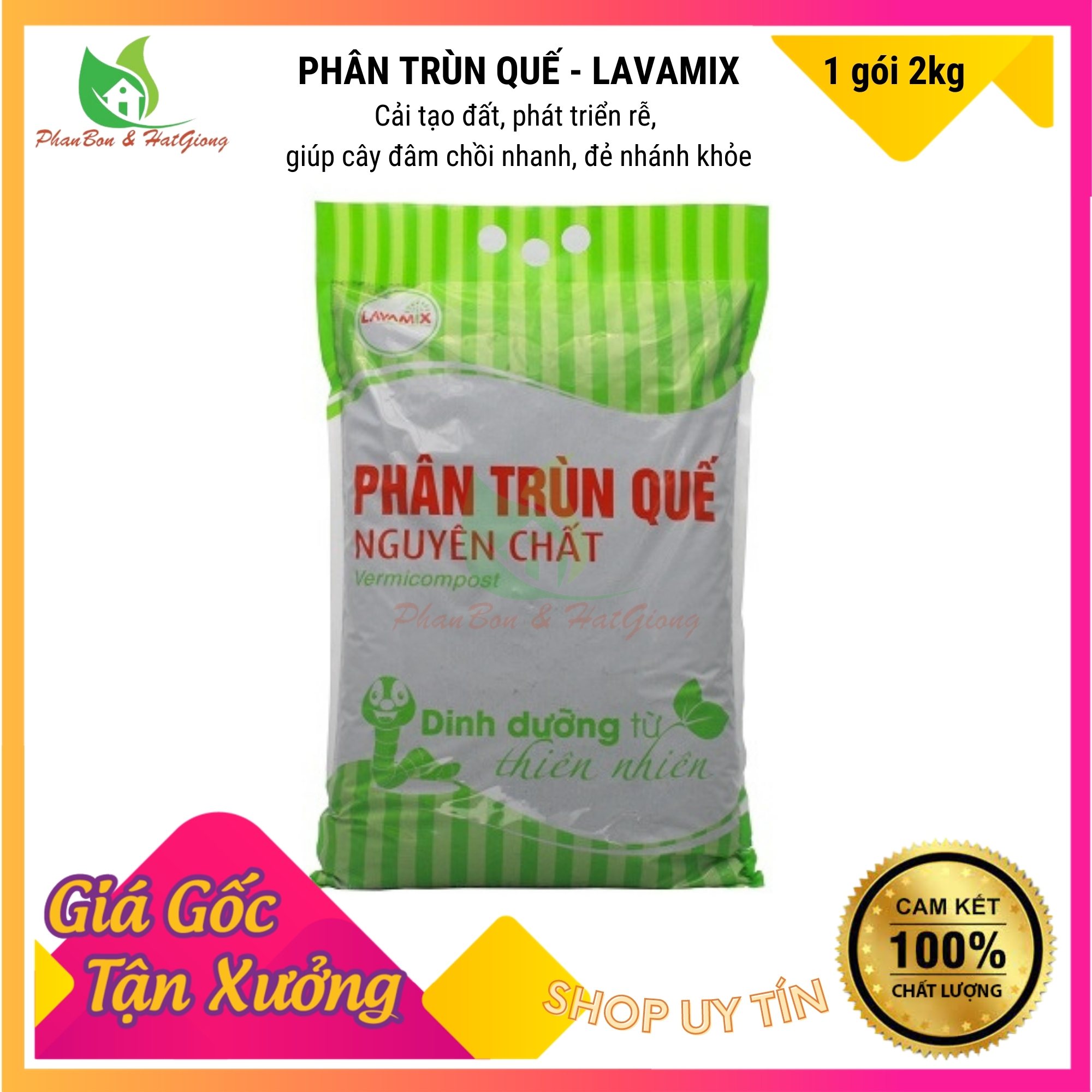 Phân Trùn Quế Phân Bón Hữu Cơ Nguyên Chất Lavamix 2Kg - Shop Phân Bón và Hạt Giống