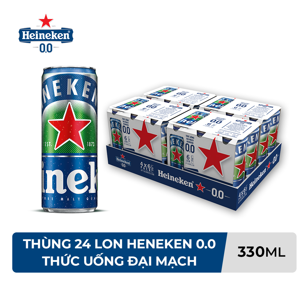 Thùng 24 Lon Thức Uống Đại Mạch Heineken 0.0 330ml