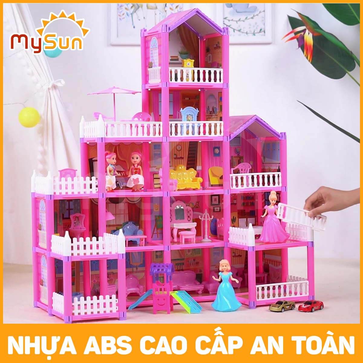 Mô hình lâu đài ngôi nhà búp bê công chúa đồ chơi xếp ghép hình cho bé gái 2 3 4 5 6 tuổi MySun