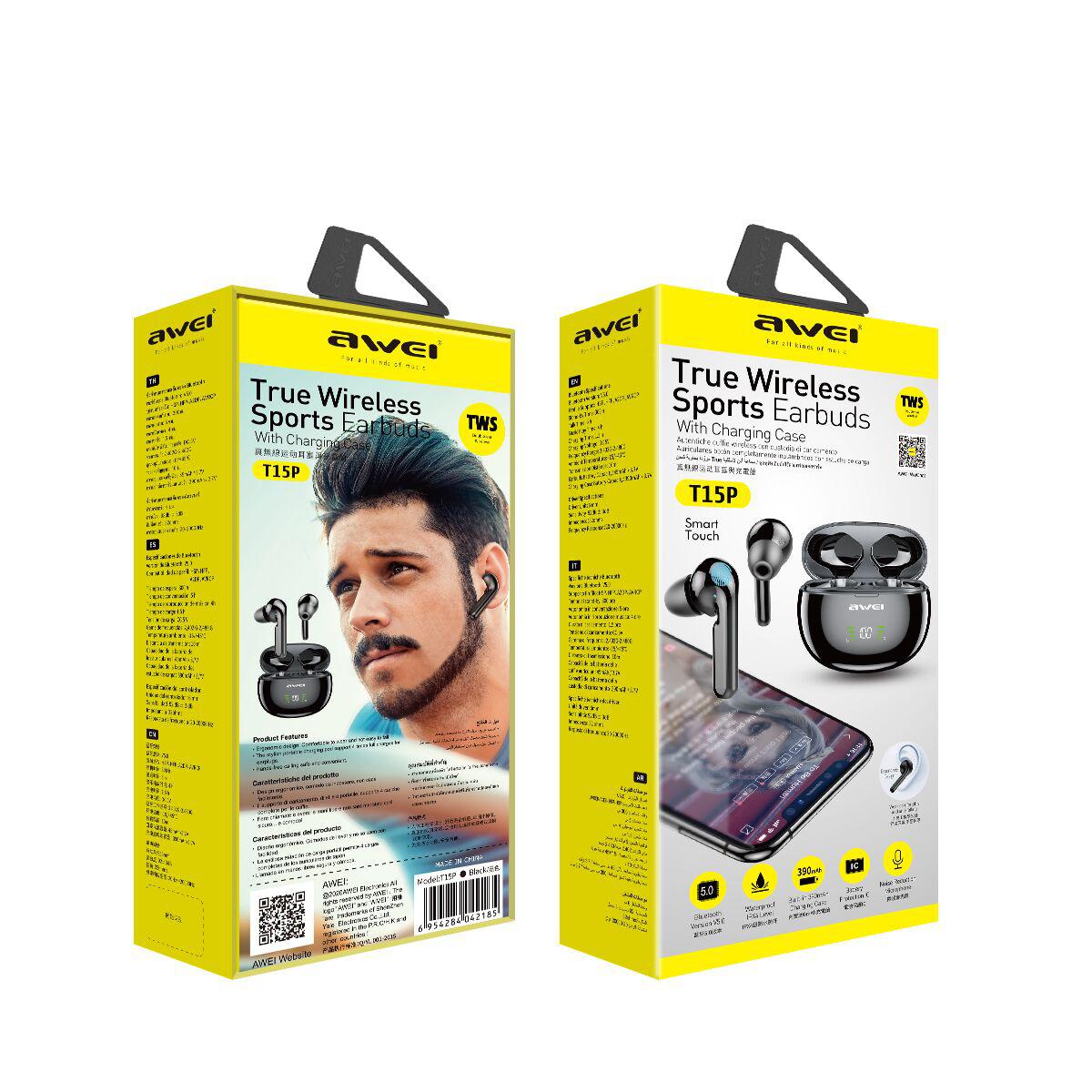 Không dây Tai nghe AWEI T15P BluetoothV5.1 IPX6 10M
