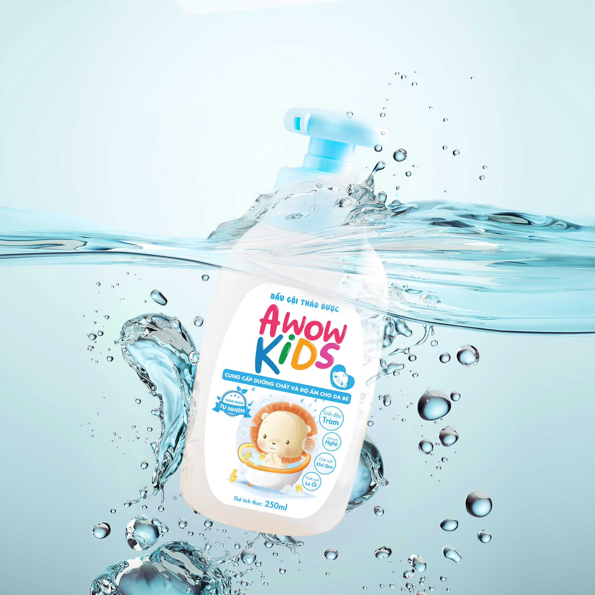 Dầu Gội Thảo Dược Cho Bé AWOW KIDS - Chiết Xuất Tinh Dầu Tràm Không Gây Cay Mắt Cho Bé